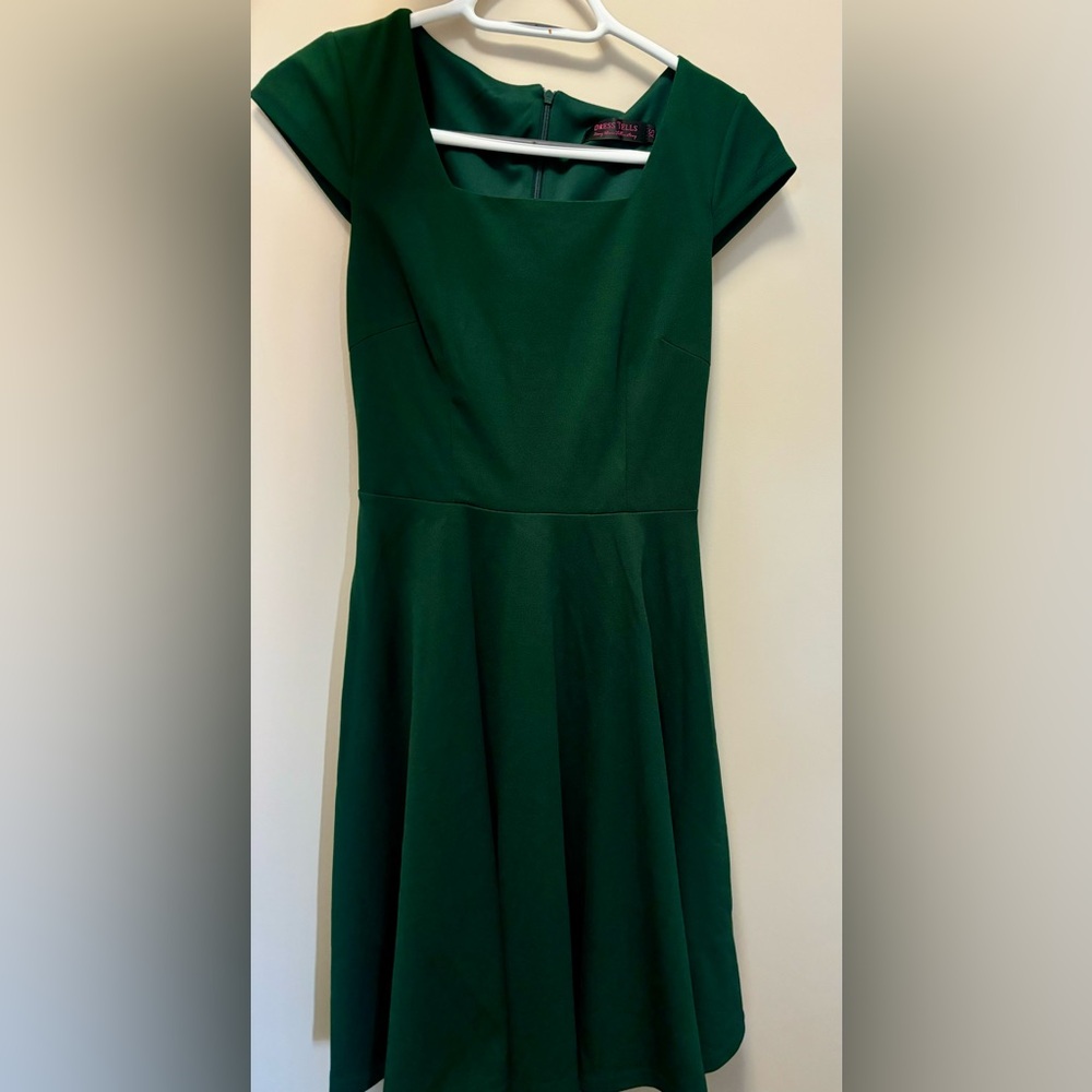 Emerald Green Tea length Dress